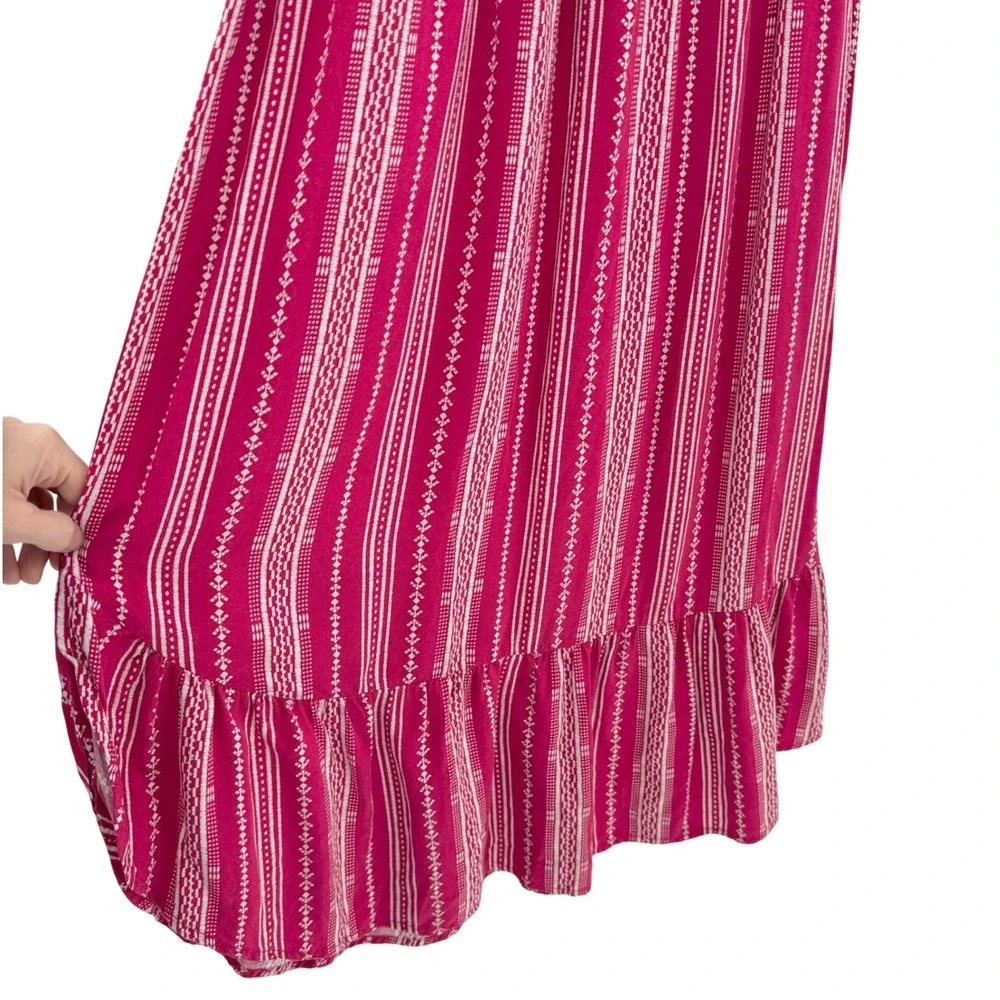 Kids Old Navy Pink White Striped Maxi Dress Ruffle Hem Halter Neck Size‎ XL